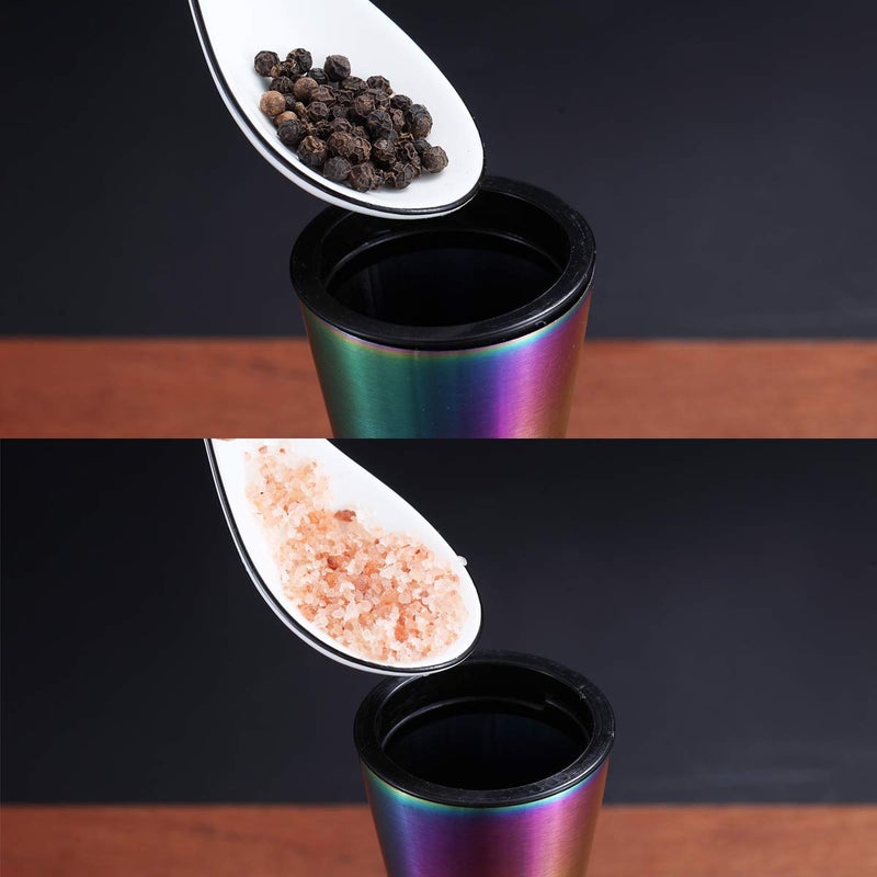 Kyraton Rainbow Salt And Pepper Shakers, Kyraton Titanium Plating Stainless Steel Salt And Pepper Grinders Refillable Pepper Grinder, Pepper Mill, Salt Grinder, Salt Shaker, Salt Pepper Shaker Set of 2 - Image 4
